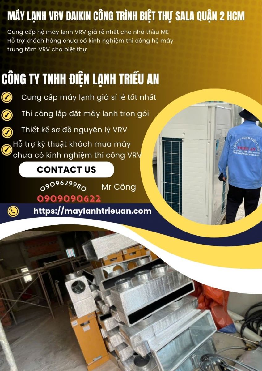 Thi công lắp đặt máy lạnh giấu trần nối ống gió Daikin